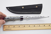 Drop Point D2 Hunting Knife with White & Gray German Micarta Skinning Custom Knives with Leather Sheath