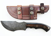 Damascus Tracker Knife Hunting Knives Brown & Black Micarta Handle Latter Pattern Blank +Sheath