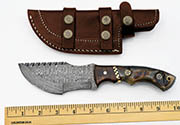 Ladder Damascus Tracker Knife Hunting Knives Ram Horn Handle with Wood Inlay Blank +Sheath