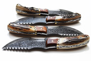 Hammered Damascus Tracker Knife Stag Handle Hunting Skinning Knives Blades Blade Knife