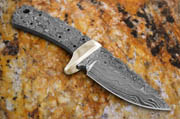 Drop Point Damascus Knife Blank Blade with Brass Bolster Hunting Skinning Skinner